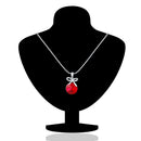 Mahi Rhodium Plated Red Swarovski Crystal Pendant Set for Women Green