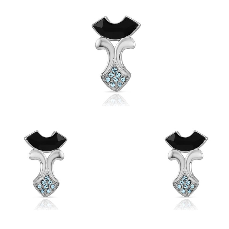 Mahi Rhodium Plated Chic Pendant Set with Swarovski Crystal for Women