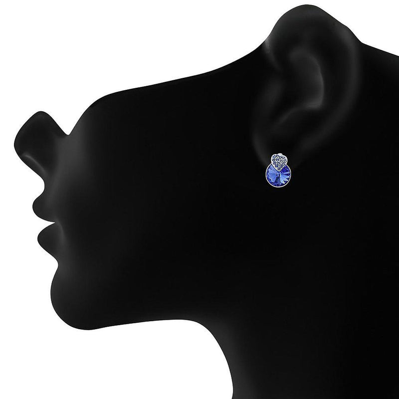 Mahi Rhodium Plated Blue Swarovski Crystal Pendant Set for Women