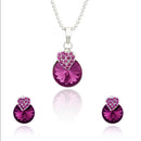 Mahi Rhodium Plated Purple Strawberry Pendant Set Made with Swarovski Crystal for Women