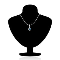 Mahi Rhodium Plated Blue and White Heart Pendant Set Made with Swarovski Crystal for Women