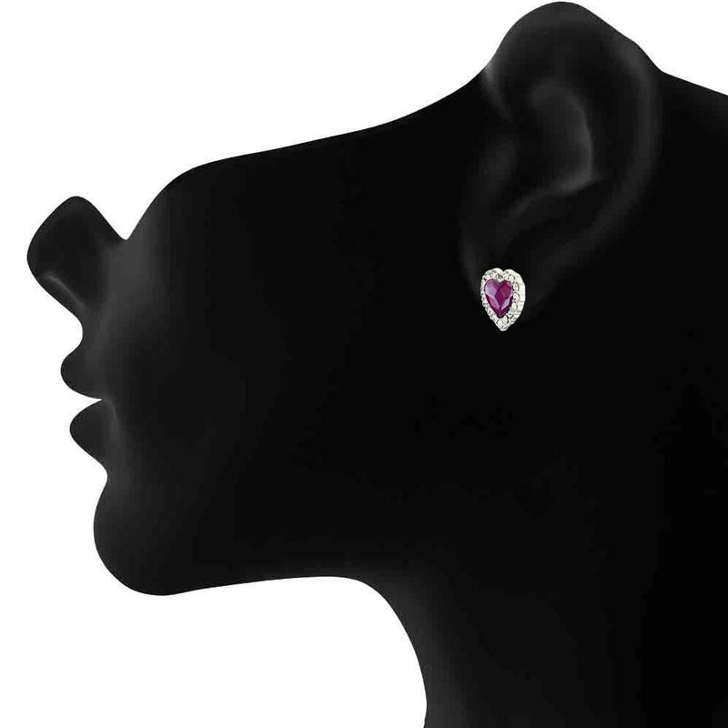 Mahi Rhodium Plated Purple Titanic Heart Pendant Set Made with Swarovski Crystal for Women