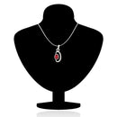 Mahi Rhodium plated Shimmering Double Ellipse Pendant Set Made with Swarovski Crystal for Women