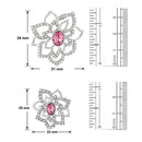 Mahi Rhodium plated Pink Rose Flower Pendant Set Made with Swarovski Crystal for Women