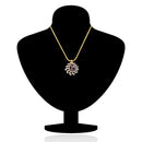 Mahi Valentine Love Gold plated Pink Dahlia Flower Pendant Set Made with Swarovski Crystal for Women