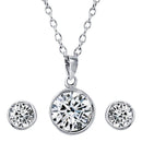 Mahi Swarovski Crystal Rhodium Plated Solitaire Pendant Set