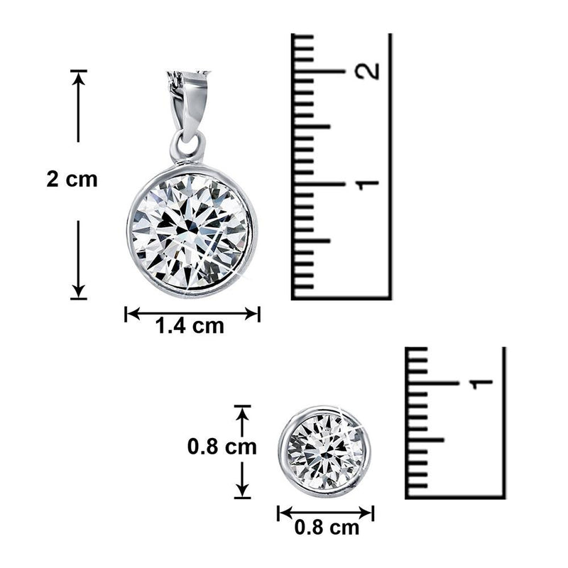 Mahi Swarovski Crystal Rhodium Plated Solitaire Pendant Set