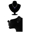 Mahi with Swarovski Crystal Dark Blue Elegant Cross Rhodium Plated Pendant Set for Women