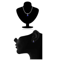 Mahi with Swarovski Crystal Dark Blue Elegant Cross Rhodium Plated Pendant Set for Women