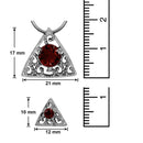 Mahi with Swarovski Crystal Red Triangle Beauty Rhodium Plated Pendant Set for Women