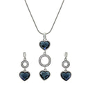 Mahi Lovely Hearts Layer Rhodium Plated Pendant Set with Swarovski Crystals for Women