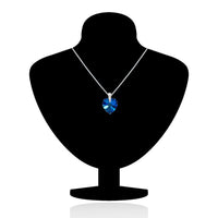 Mahi Rhodium plated Tiny Blue Heart Swarovski Crystal Love for My Valentine Pendant set