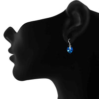 Mahi Rhodium plated Tiny Blue Heart Swarovski Crystal Love for My Valentine Pendant set
