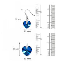 Mahi Rhodium plated Tiny Blue Heart Swarovski Crystal Love for My Valentine Pendant set