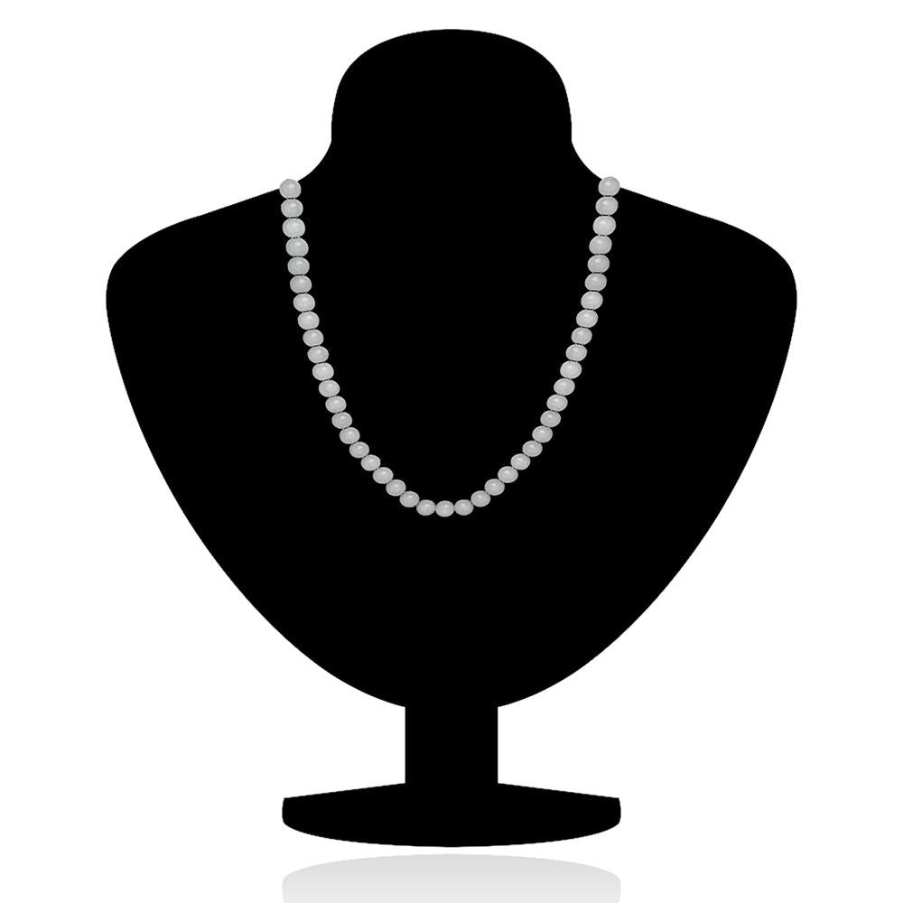 Mahi Rhodium Plated Pearl Pastel Grey Necklace with Swarovski Elements For Women