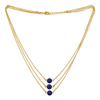 Mahi Designer Multilayered Lapis Blue Swarovski Pearl Necklace Mala Made of Alloy for Girls and Women