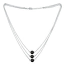 Mahi Designer Multilayered Mystic Black Swarovski Pearl Necklace Mala Made of Alloy for Girls and Women
