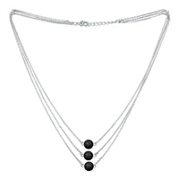 Mahi Designer Multilayered Mystic Black Swarovski Pearl Necklace Mala Made of Alloy for Girls and Women