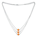 Mahi Designer Multilayered Neon Orange Swarovski Pearl Necklace Mala Made of Alloy for Girls and Women