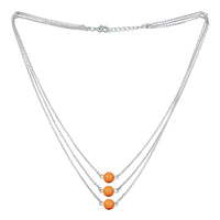 Mahi Designer Multilayered Neon Orange Swarovski Pearl Necklace Mala Made of Alloy for Girls and Women