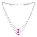 Mahi Designer Multilayered Neon Pink Swarovski Pearl Necklace Mala Made of Alloy for Girls and Women