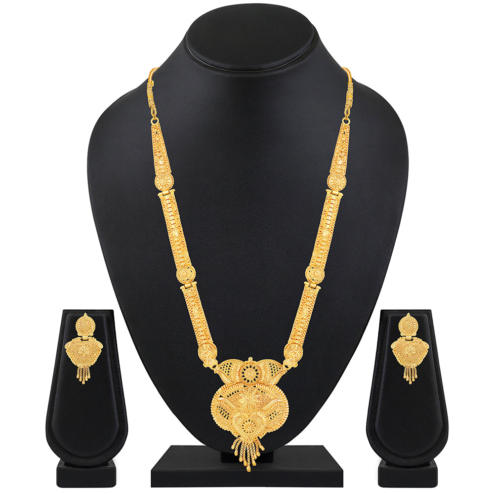 Mahi Gold Plated Traditional Wedding Necklace Set for Women (NL1108085G)