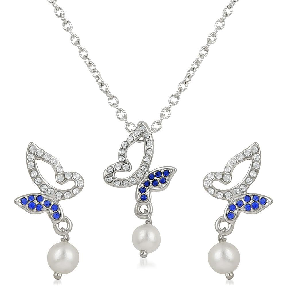 Mahi Crystal Butterfly Pendant set