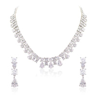 21 Nicole Jewellery Rhodium Plated Cubic Zirconia Necklace Set  - NL257