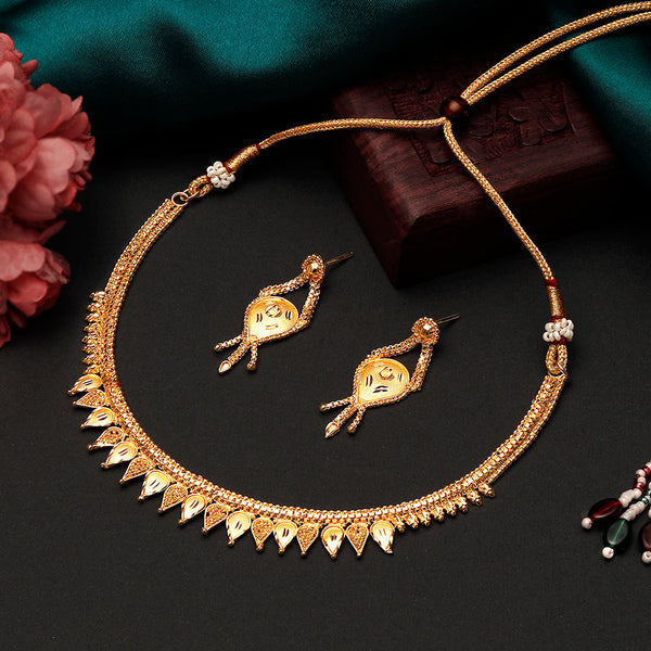 Shrishti Fashion Enchanting Traditional Gold Plated Choker Necklace set For Women