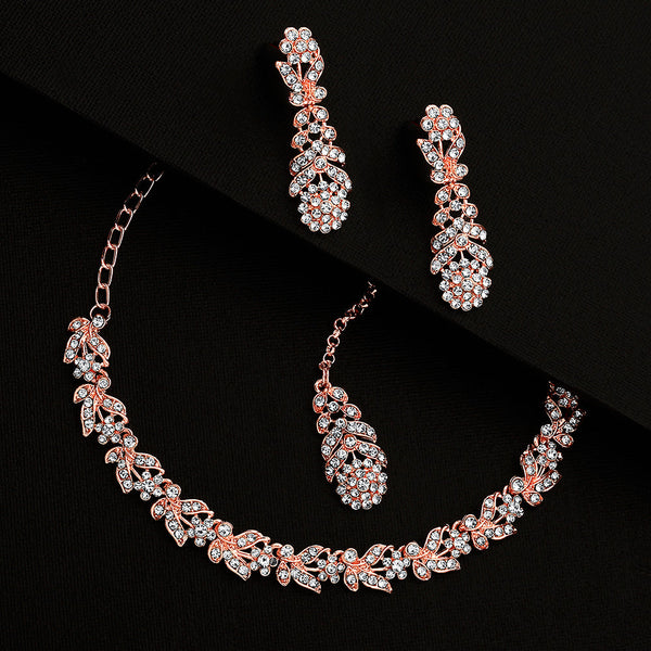 Shrishti Fashion Good-looking Leaf Design Gold Plated Choker Necklace Set For Women