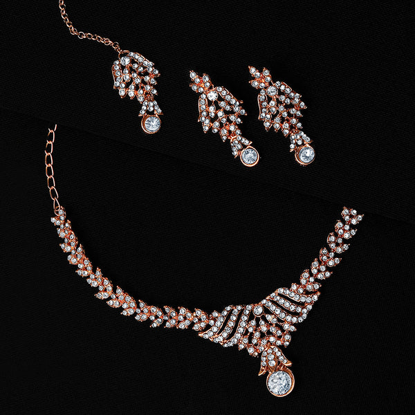 Shrishti Fashion Pretty Leaf Design Gold Plated Choker Necklace set For Women