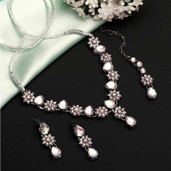 Shrishti Fashion Flowing Silver Plated Choker Necklace Set For Women