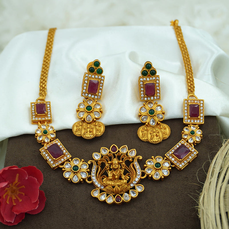 Diksha Collection Gold Plated Temple Necklace Set