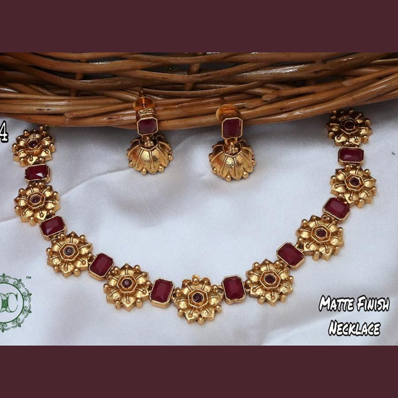 Diksha Collection Gold Plated Pota Stone Necklace Set