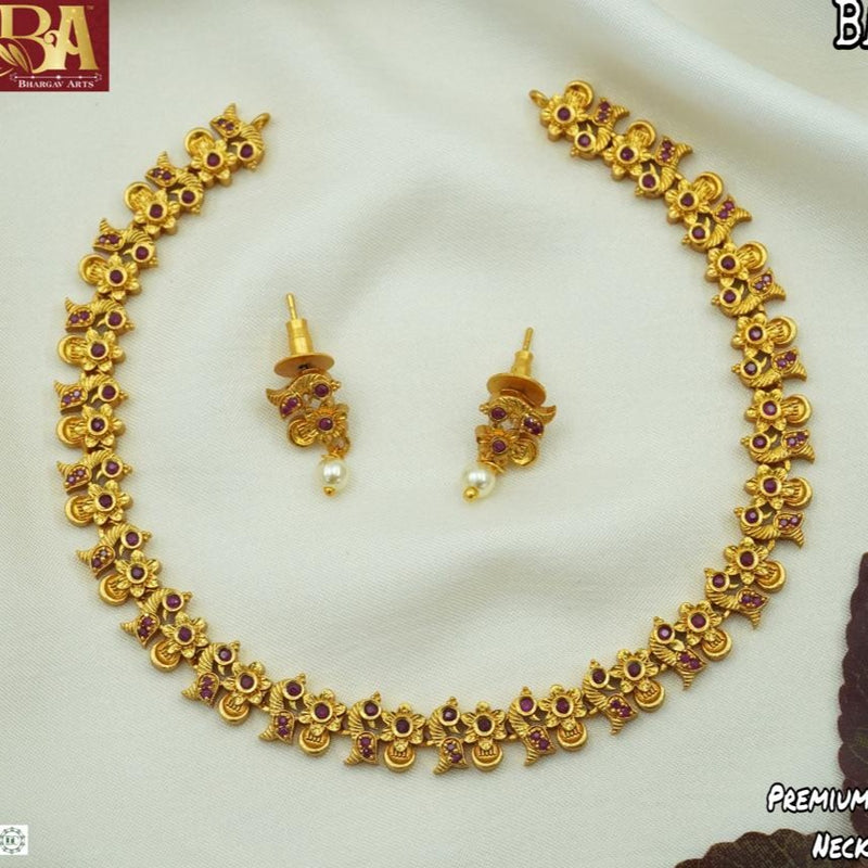 Bhargav Arts Gold Plated Pota Stone Necklace Set