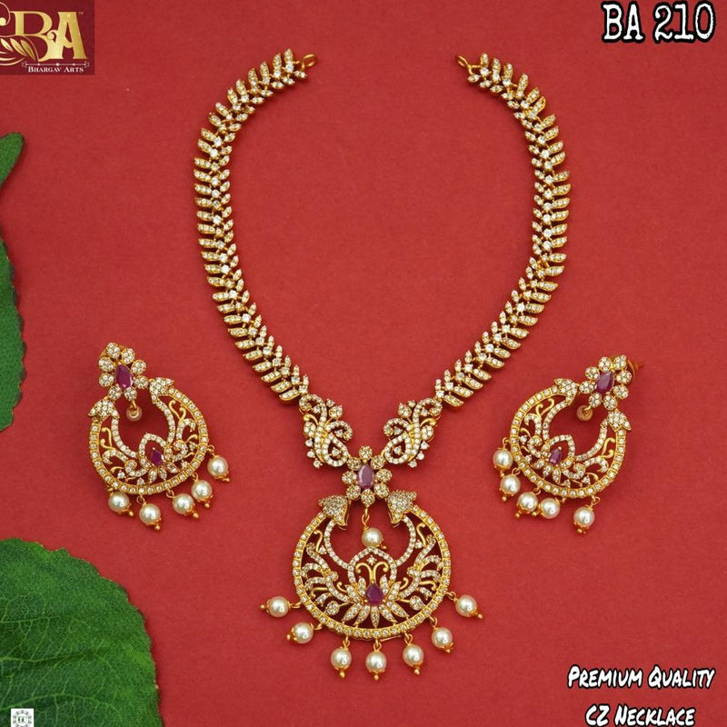 Bhargav Arts Gold Plated AD Stone Necklace Set