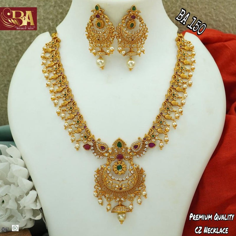 Bhargav Arts Gold Plated Pota Stone Necklace Set