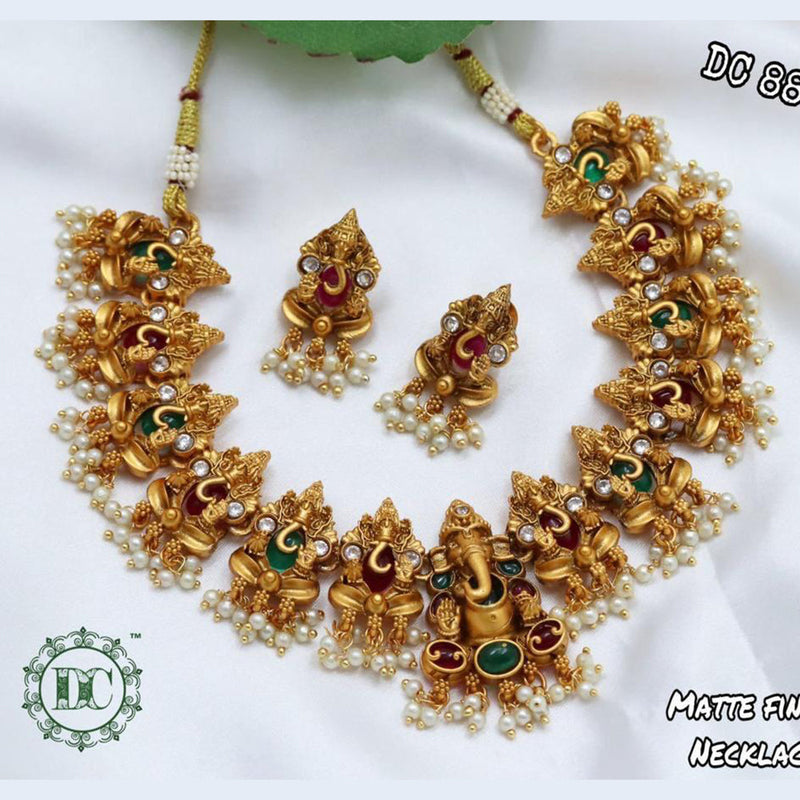 Diksha Collection Gold Plated Pota Stone Neckace Set