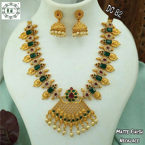 Diksha Collection Gold Plated Pota Stone Necklace Set