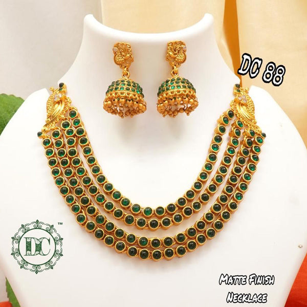 Diksha Collection Gold Plated Pota Stone Necklace Set