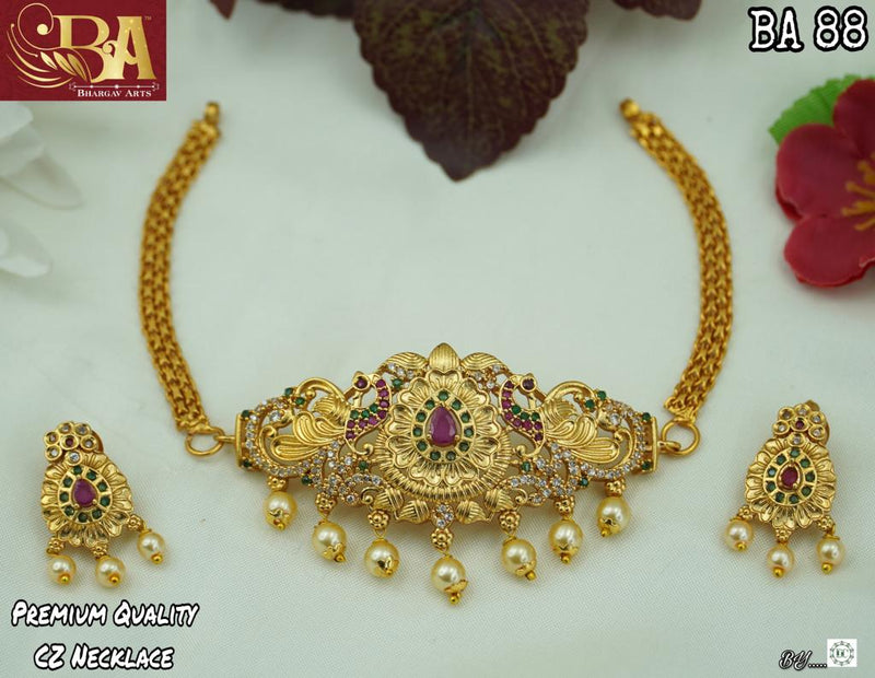 Bhargav Arts Gold Plated Pota Stone Choker Necklace Set