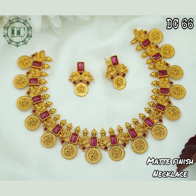 Diksha Collection Gold Plated Pota Stone Temple Necklace Set