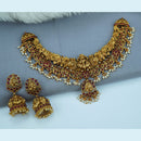 Diksha Collection Gold Plated Pota Stone Temple Necklace Set