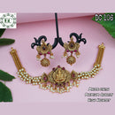Diksha Collection Gold Plated Pota Stone Temple Necklace Set