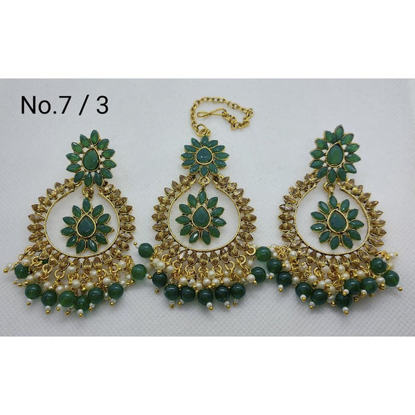 Labdhi Creation Gold Plated Pack Of 6 Kundan Earrings With Maang Tikka - No.7 / 2_Brown_6