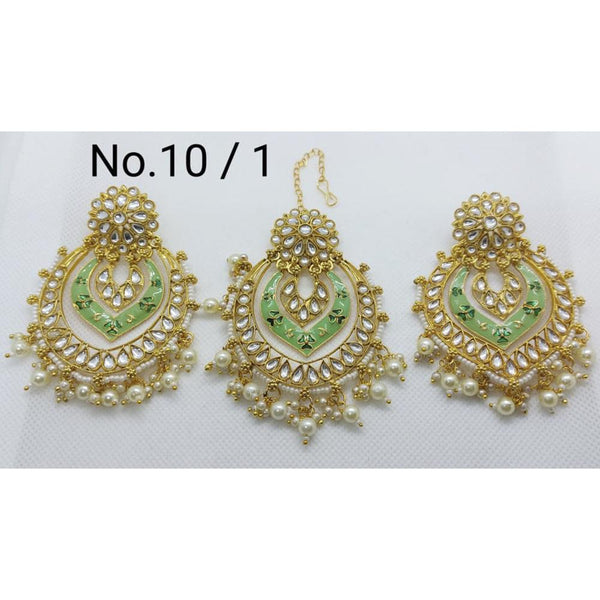 Labdhi Creation Gold Plated Pack Of 6 Kundan Earrings With Maang Tikka - No . 10 / 2_6