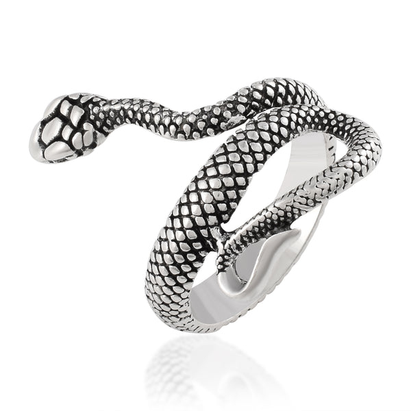 Missmister Brass Oxidised Silver plated Carving Cobra Snake Long Stylish Fashion Fingerring (ORGS5911)