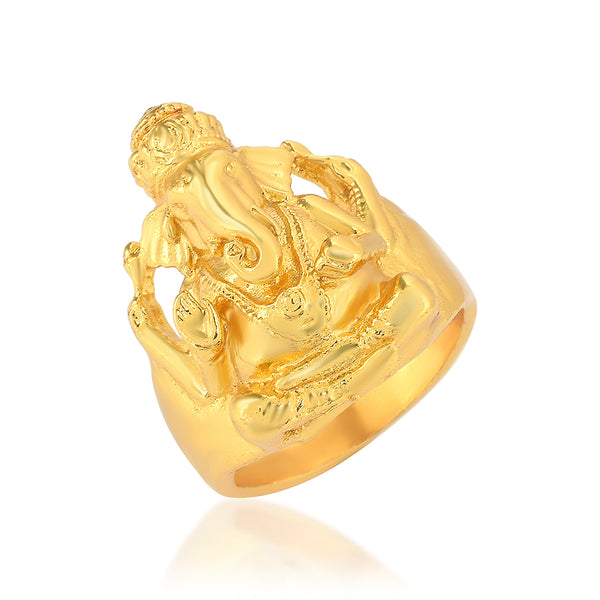 Missmister Brass Big and Bold Ganesh Ganpati designer heavy finger ring Engagement Weding jewellery Men Hindu God (ORMG3427)