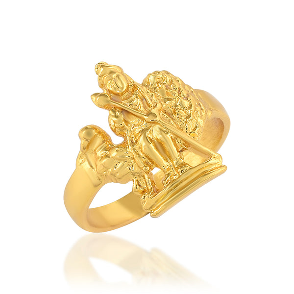 Missmister Brass Gold plated Saravana Kartikeya Lord Murugan fingerring Hindu Spiritual South India God Temple Jewellery Men Women (ORMG3428)