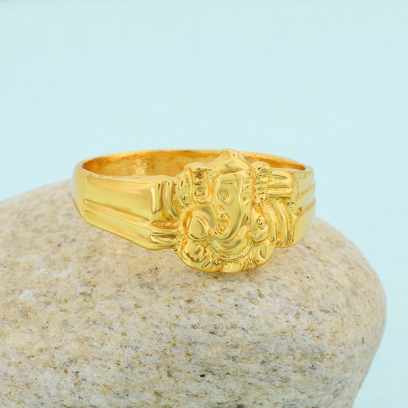 Missmister Gold plated Ganesh Ganpati Spiritual finger ring Hindu Temple jewellery Men and Women (ORMG3430)